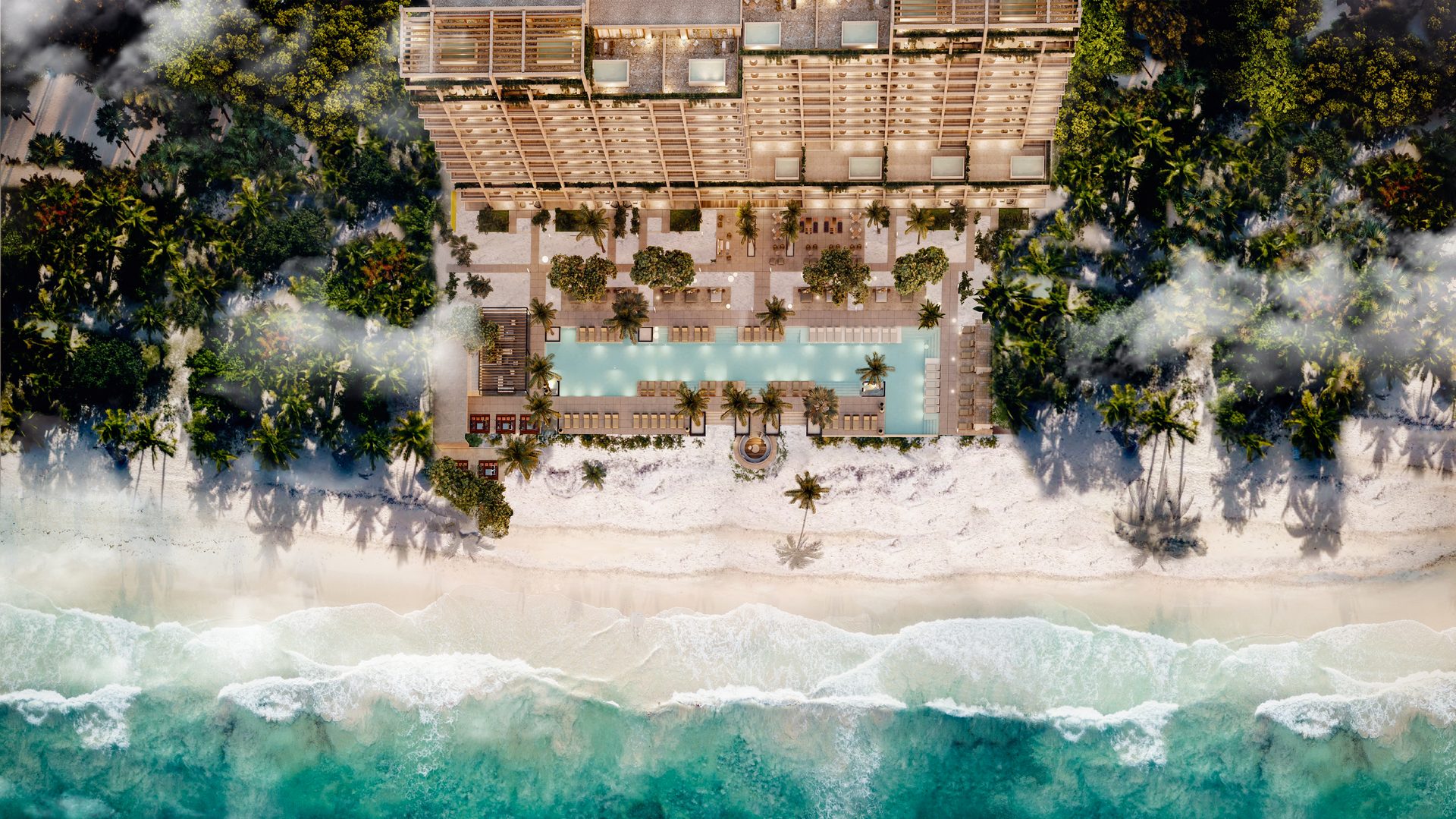 Boga Beach — beachfront facade with infinity pool