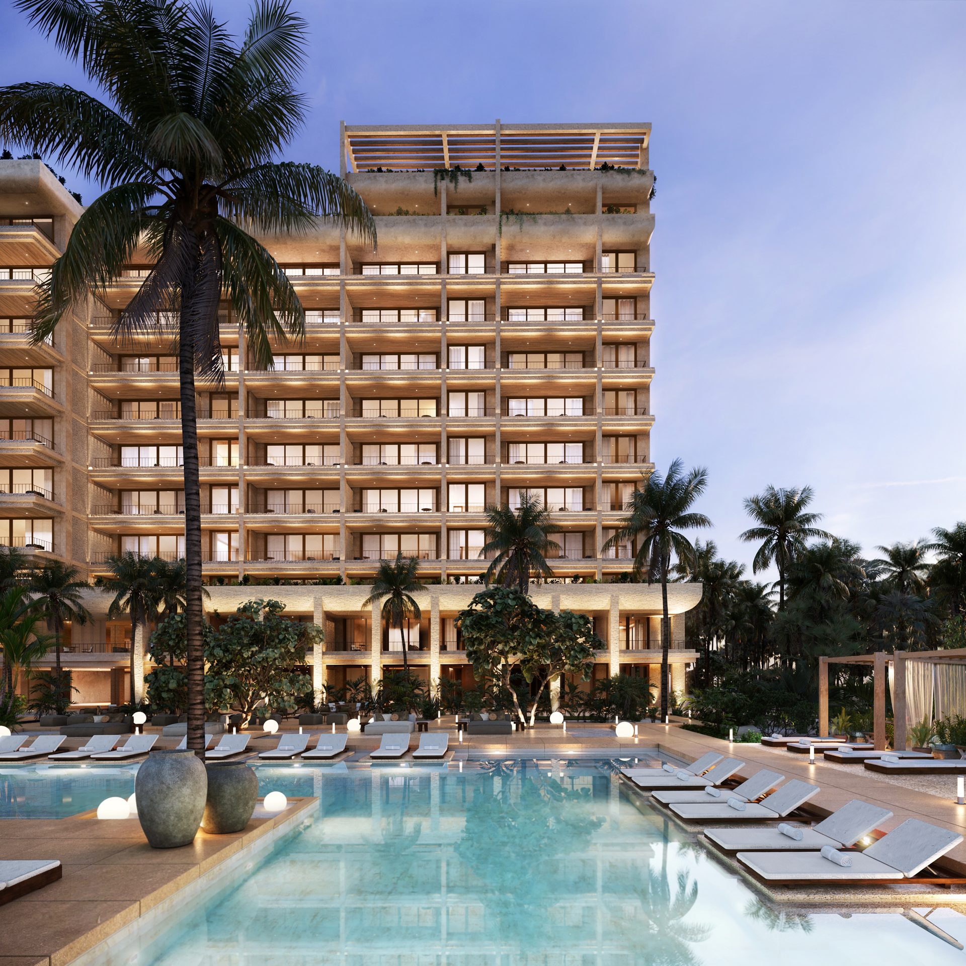 Boga Beach — pool area with ocean backdrop
