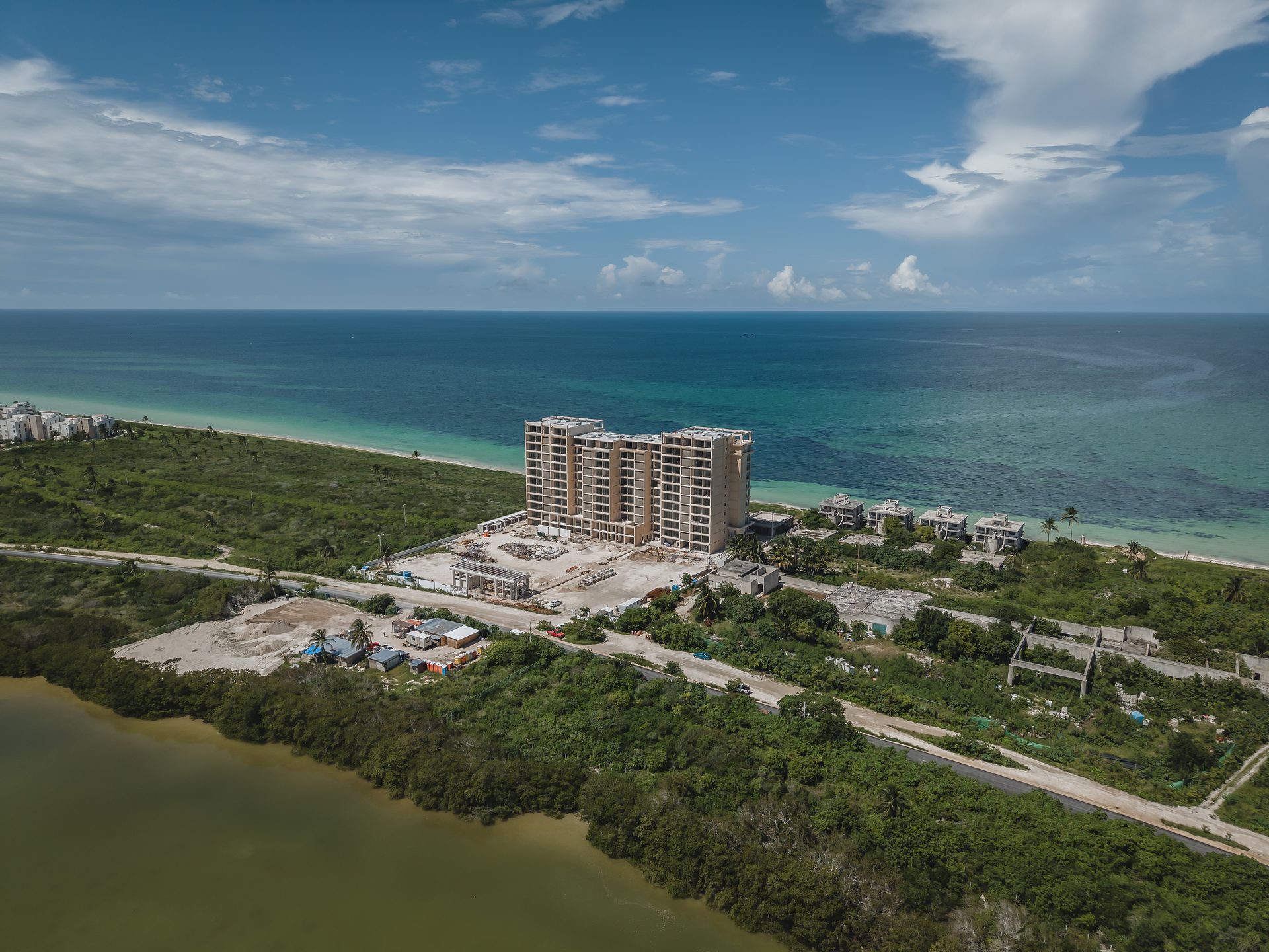 Boga Beach — construction progress aerial view