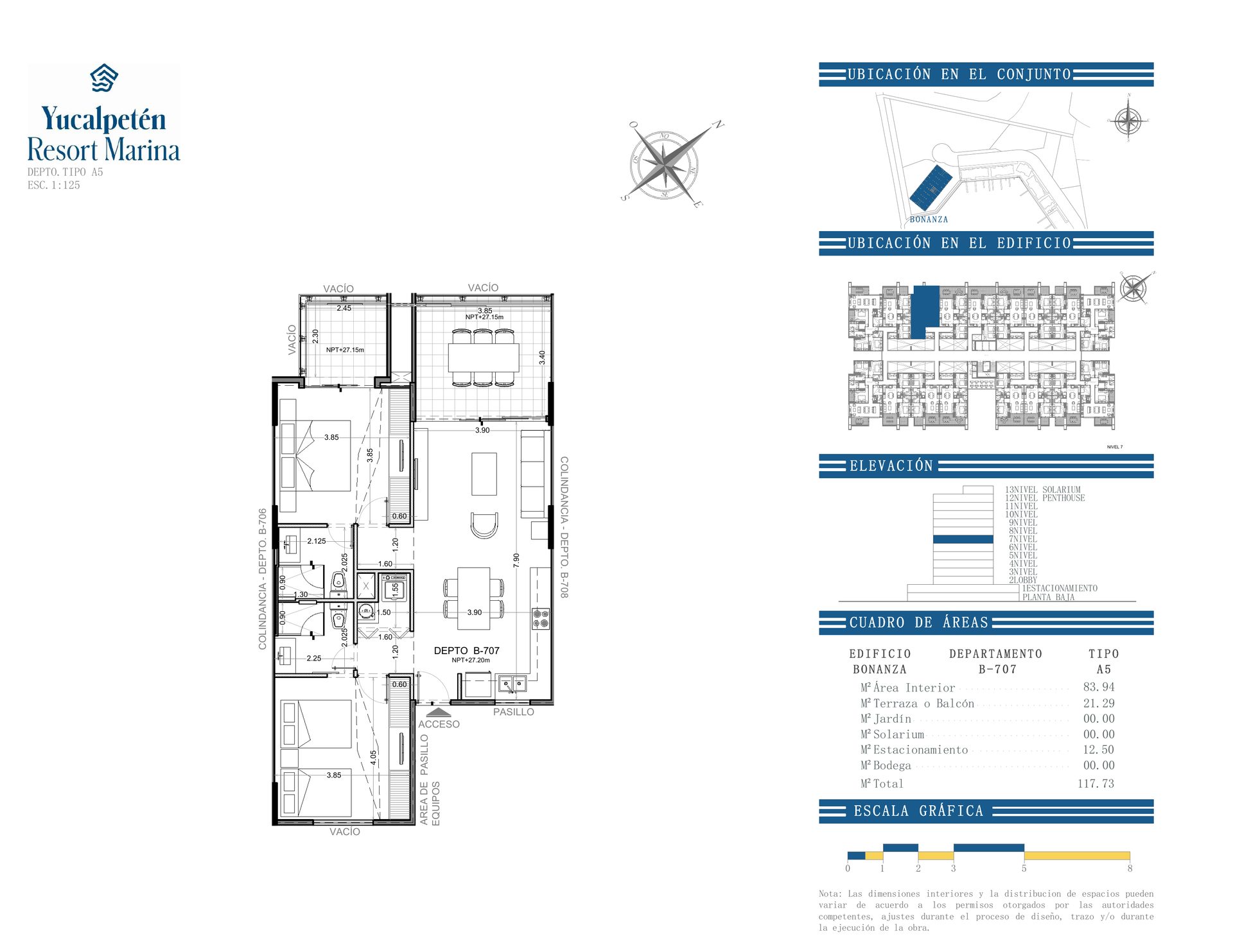 Bonanza B-707 — floor plan, Unit B-707, Type A5, 117.88 m²